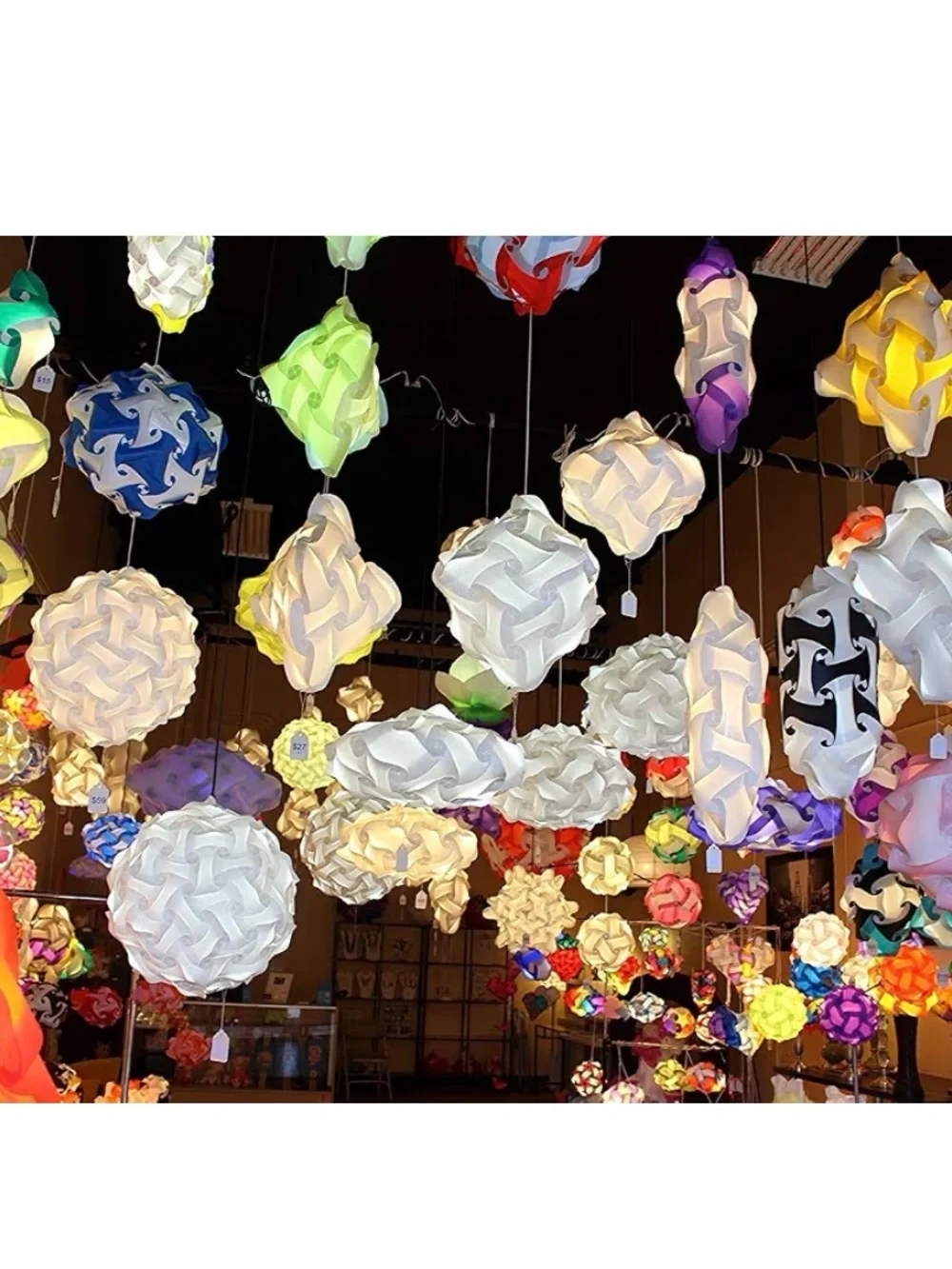 Yellow Decorative 10 inch Puzzle Ball Pendant Lamp with 15ft Cord Set